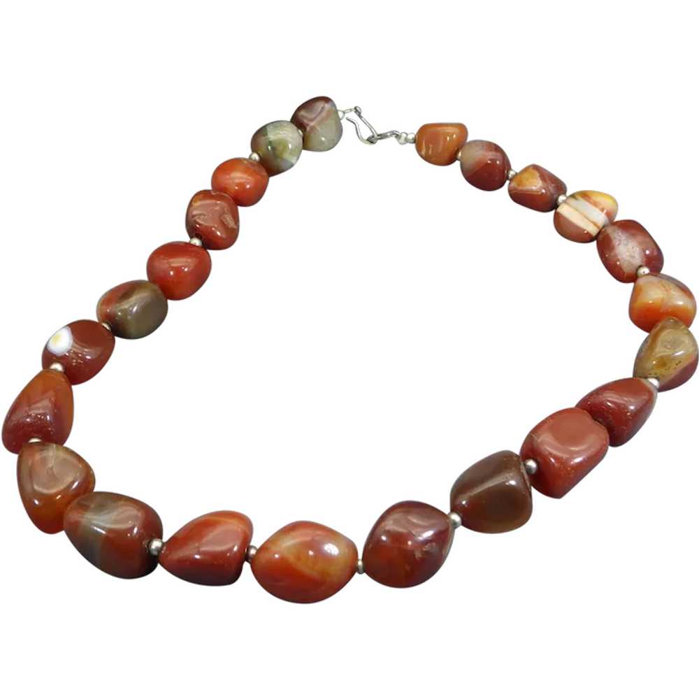 Natural Banded Agate Nugget Necklace, Unique One … - image 1