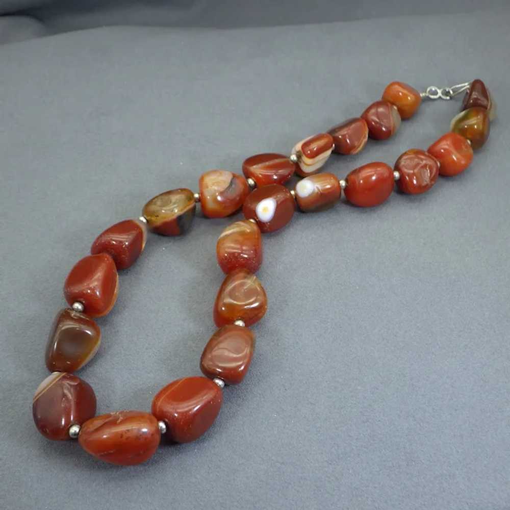 Natural Banded Agate Nugget Necklace, Unique One … - image 3
