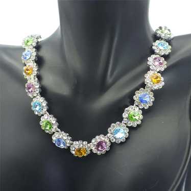 Pretty Rhinestone Choker Necklace, Rivoli Crystal 