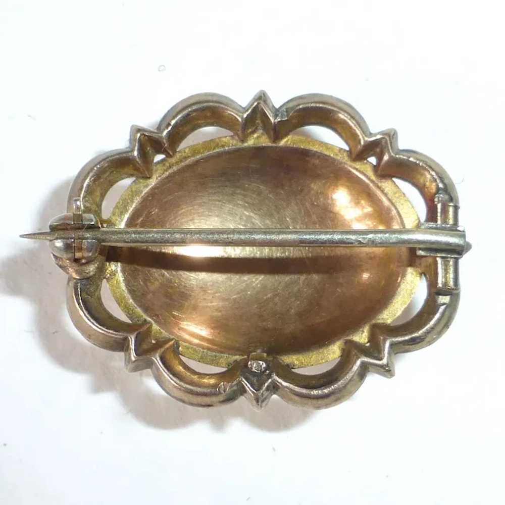 Antique Victorian Hand Engraved Oval Dome Pin - image 7