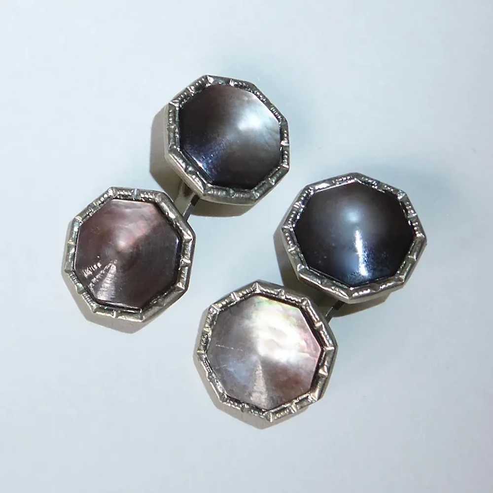 Art Deco Octagonal Domed Mother of Pearl Double S… - image 5