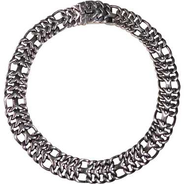Mexican Sterling Wide Chain Collar Necklace