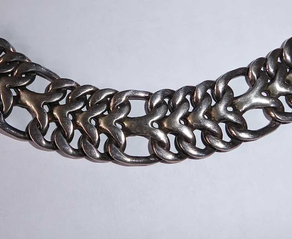 Mexican Sterling Wide Chain Collar Necklace - image 3