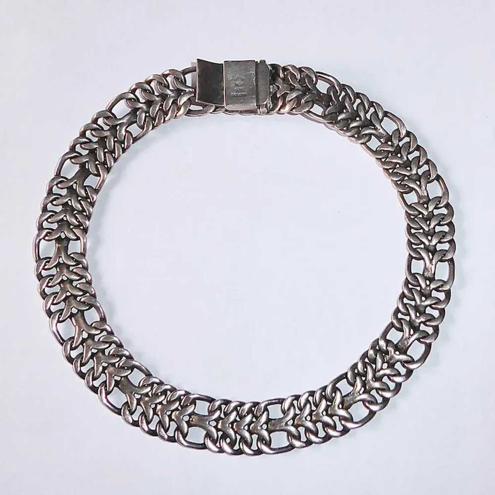 Mexican Sterling Wide Chain Collar Necklace - image 6