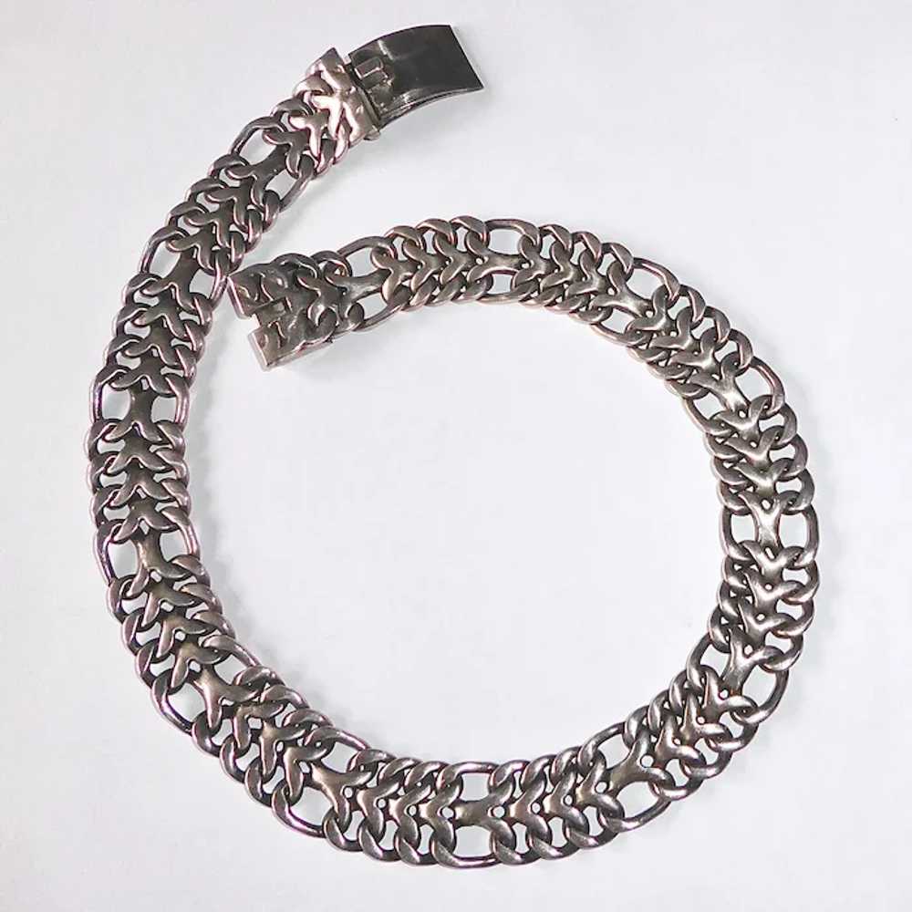 Mexican Sterling Wide Chain Collar Necklace - image 9