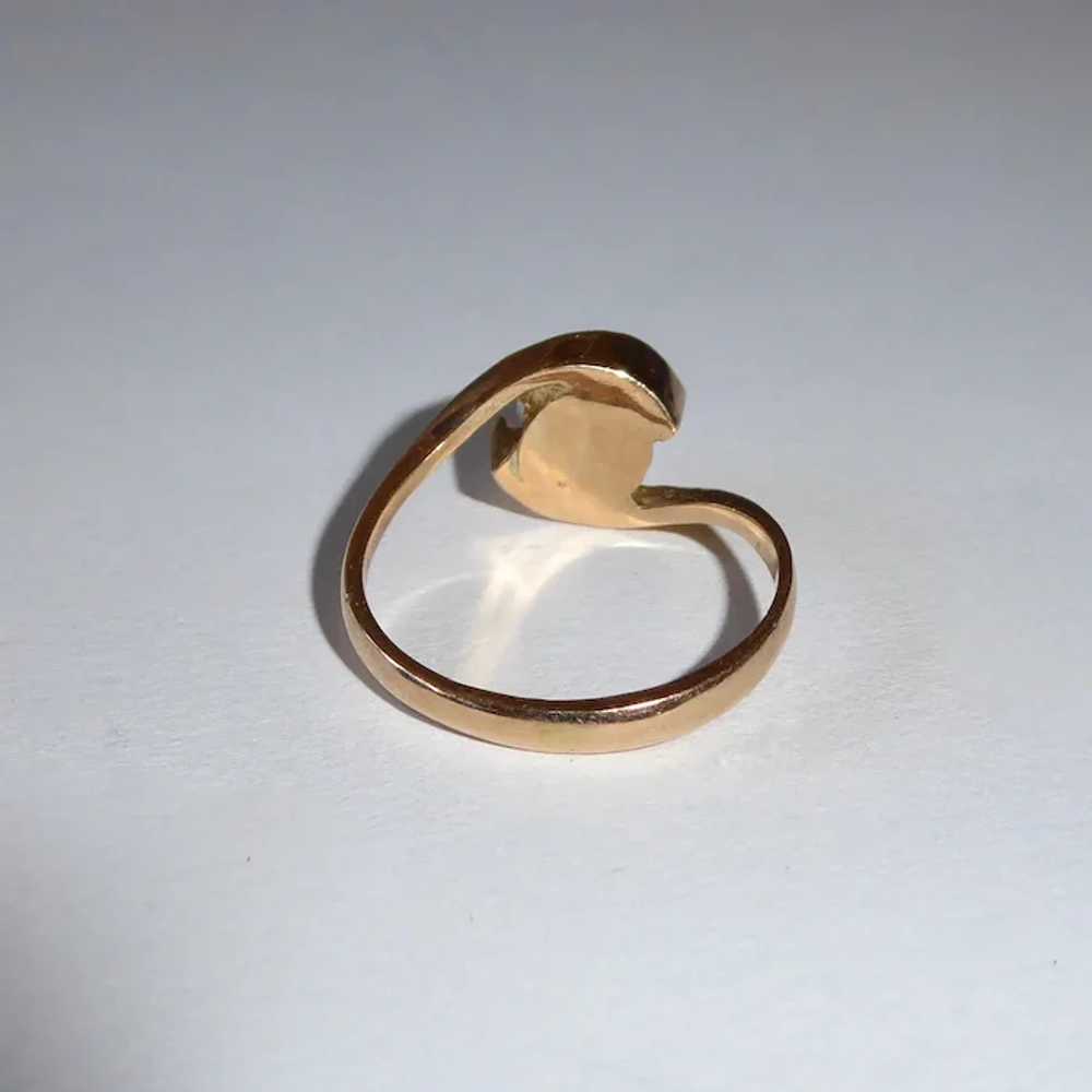 14k Mid-Century Modern Cultured Pearl Bypass Ring - image 6