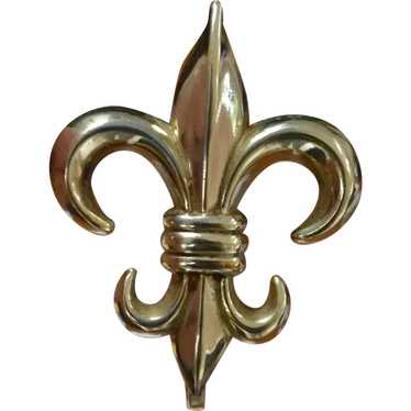 Fleur de Lis Gold-Filled Watch Pin Brooch - image 1