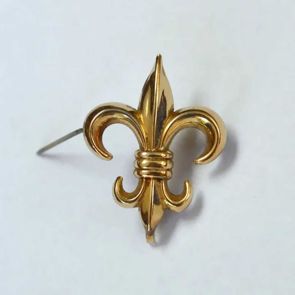 Fleur de Lis Gold-Filled Watch Pin Brooch - image 2