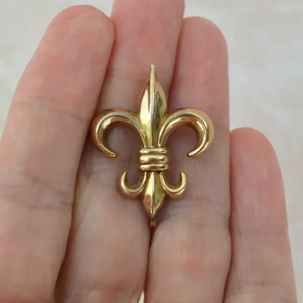 Fleur de Lis Gold-Filled Watch Pin Brooch - image 3