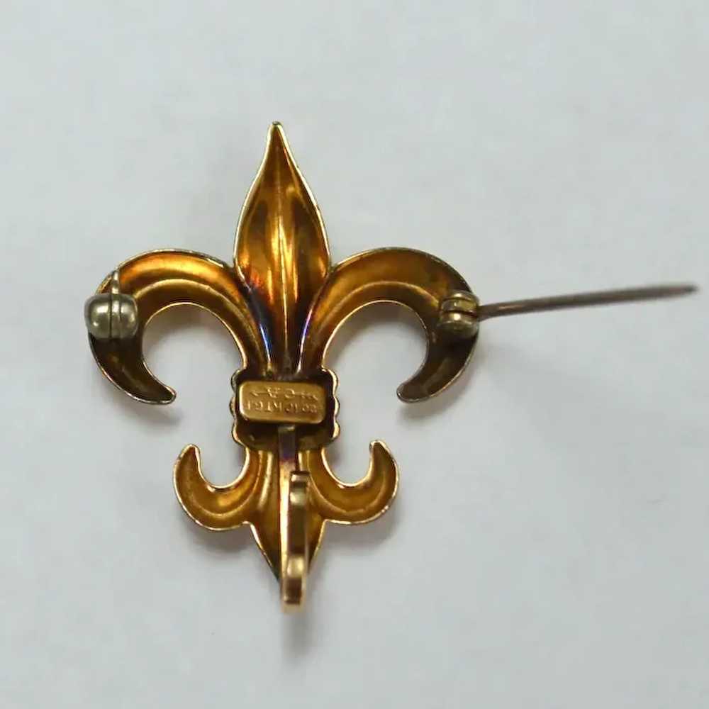 Fleur de Lis Gold-Filled Watch Pin Brooch - image 4