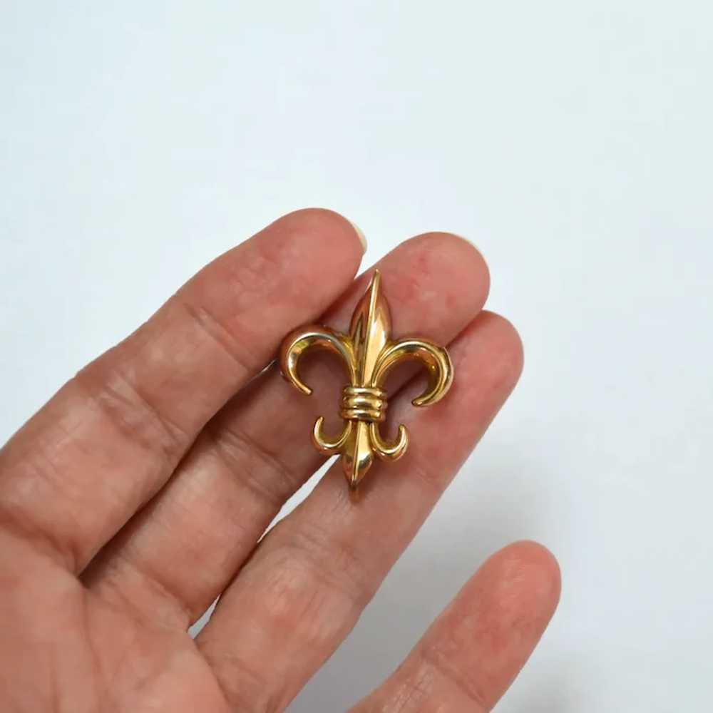 Fleur de Lis Gold-Filled Watch Pin Brooch - image 6