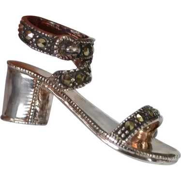 STERLING and Marcasite Petite Shoe Brooch Pin