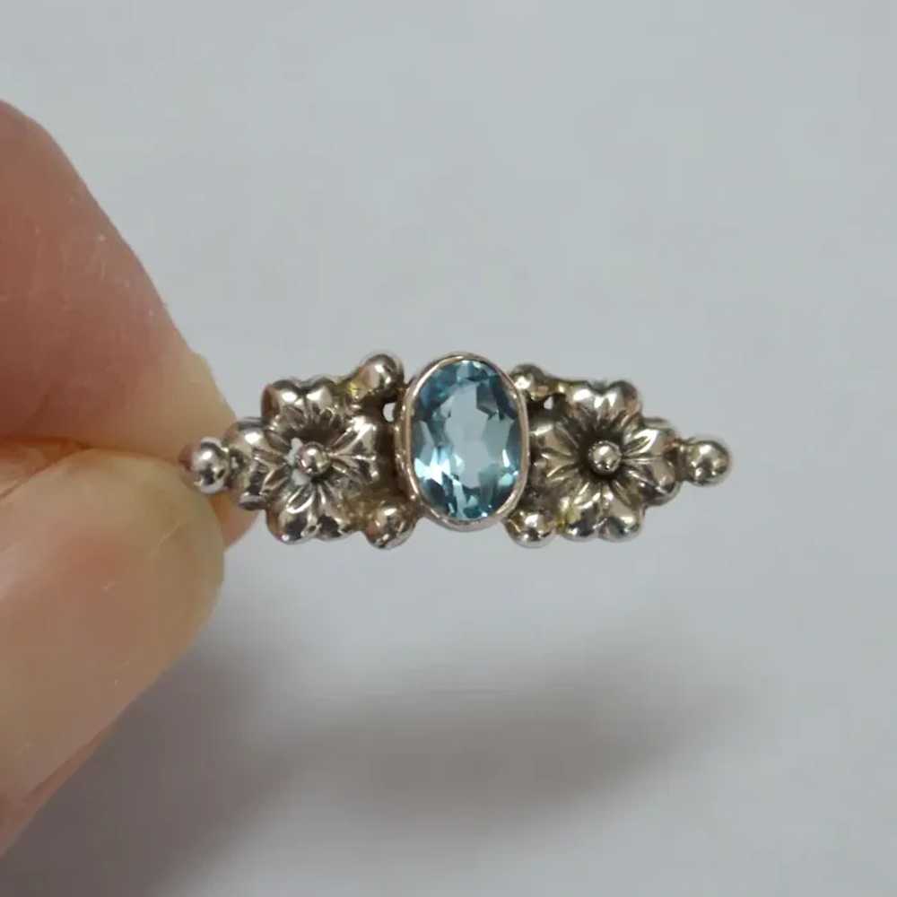 Petite Sterling and TOPAZ Flower Brooch Pin - image 2