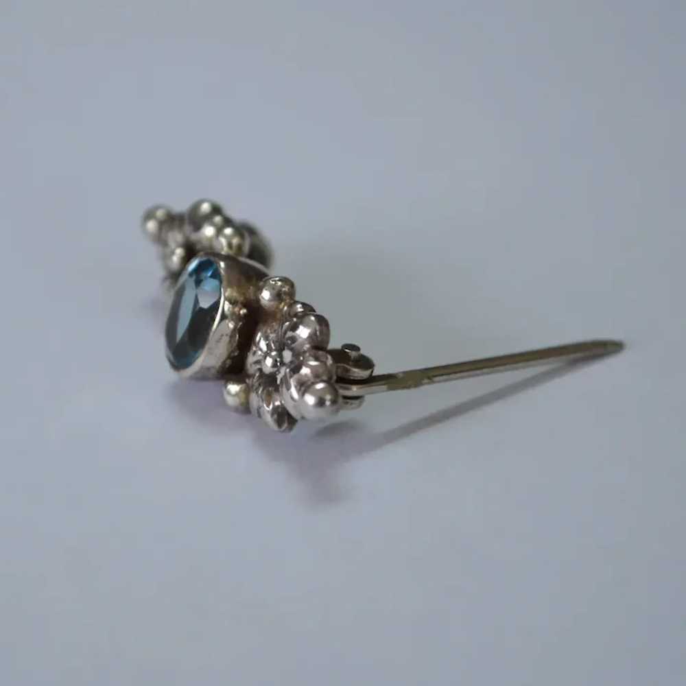Petite Sterling and TOPAZ Flower Brooch Pin - image 4