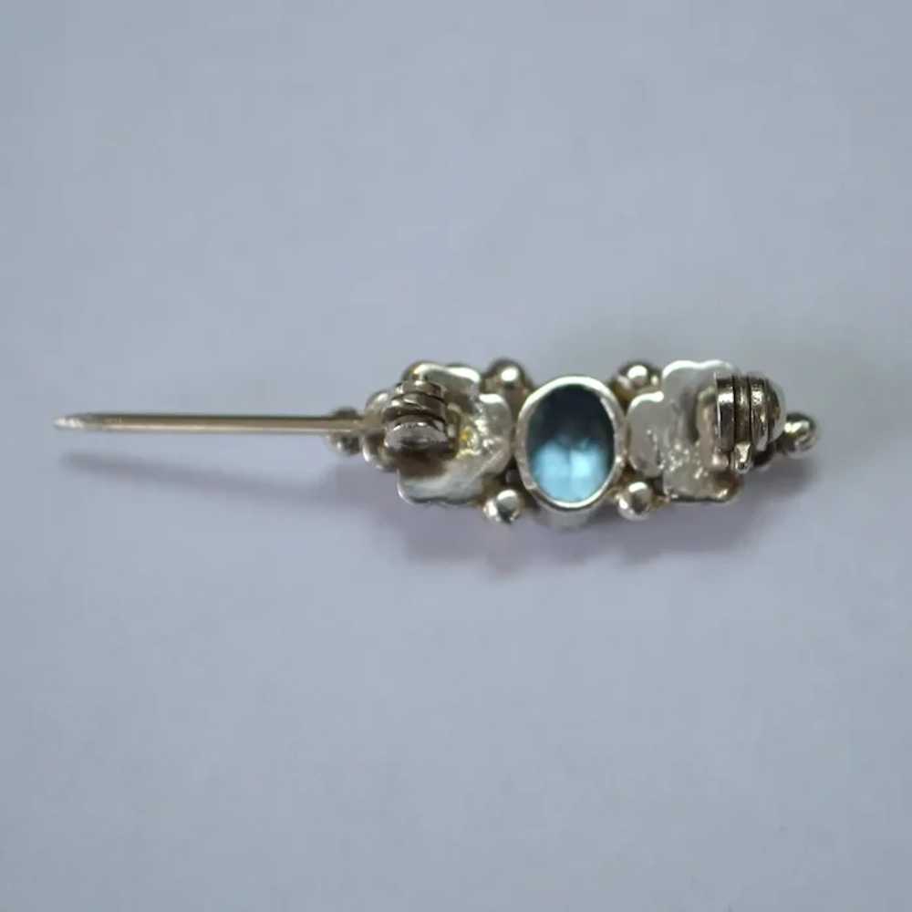 Petite Sterling and TOPAZ Flower Brooch Pin - image 5