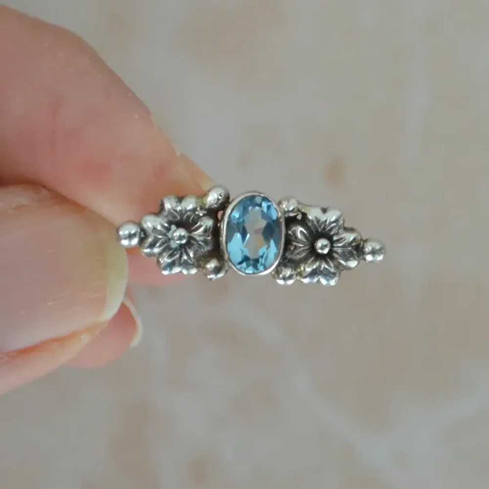 Petite Sterling and TOPAZ Flower Brooch Pin - image 7