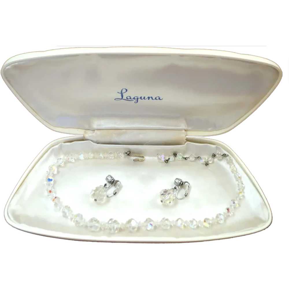 LAGUNA Crystal Necklace and Earring Set With Pres… - image 1