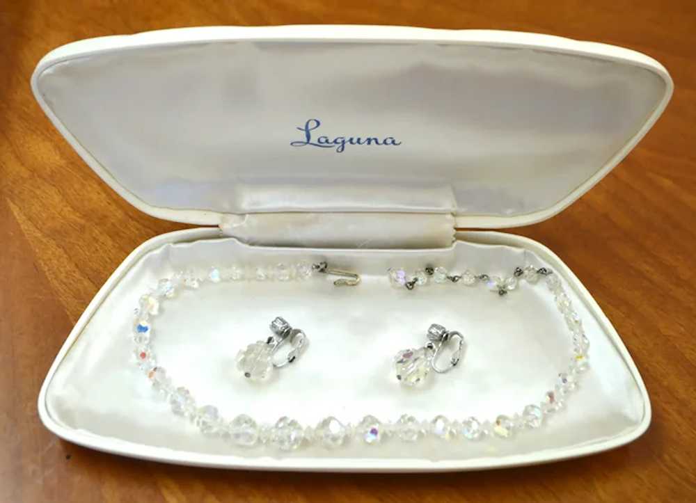 LAGUNA Crystal Necklace and Earring Set With Pres… - image 2