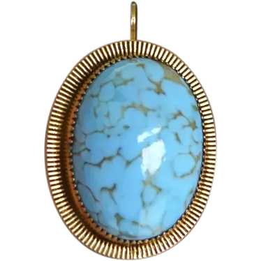 Gold Filled Faux Turquoise oval Brooch Pin Pendant