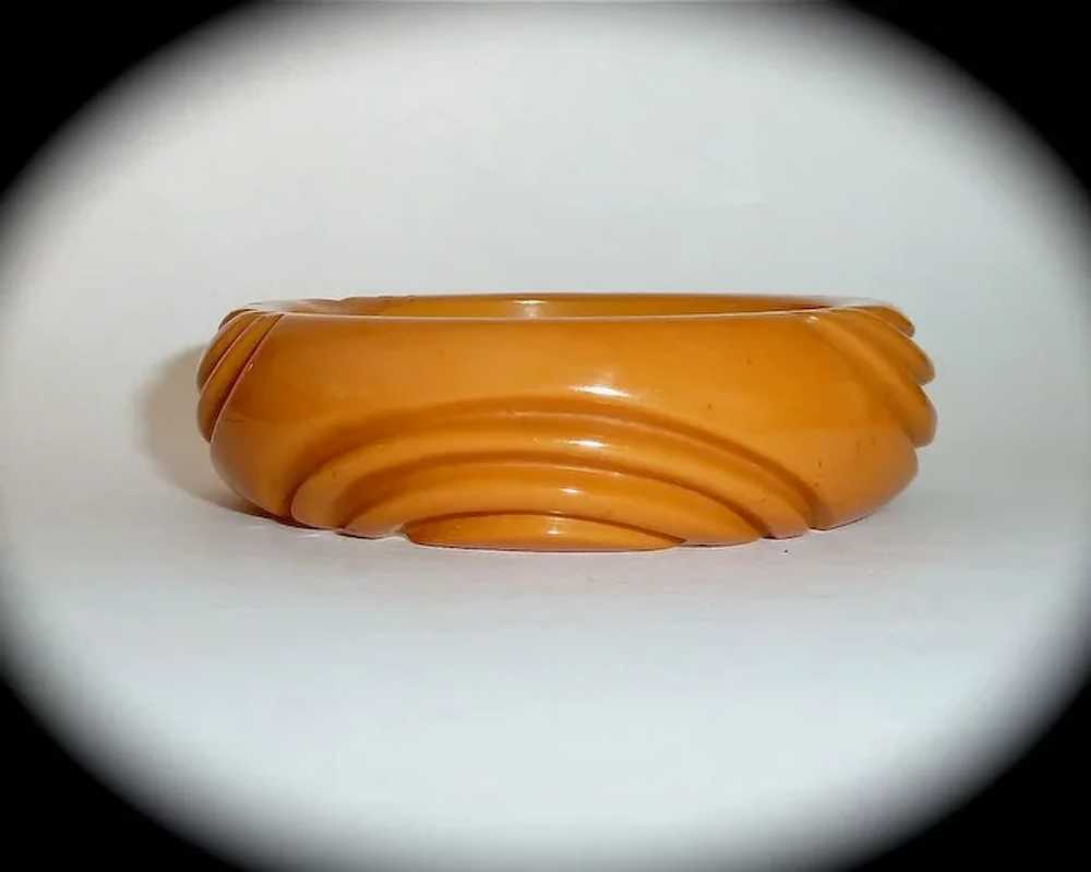 Chunky Deep Carved Butterscotch Bakelite Bangle B… - image 5