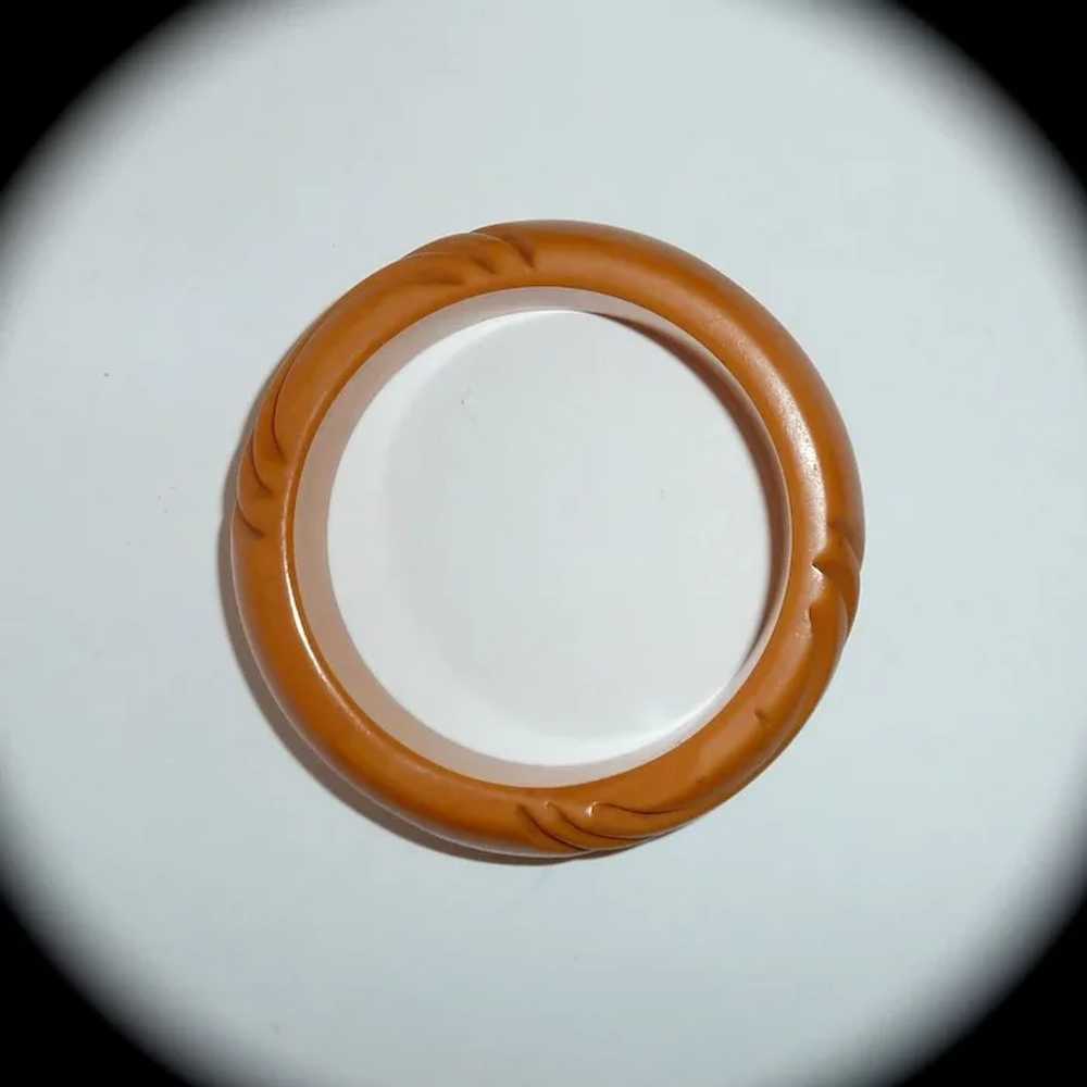 Chunky Deep Carved Butterscotch Bakelite Bangle B… - image 7