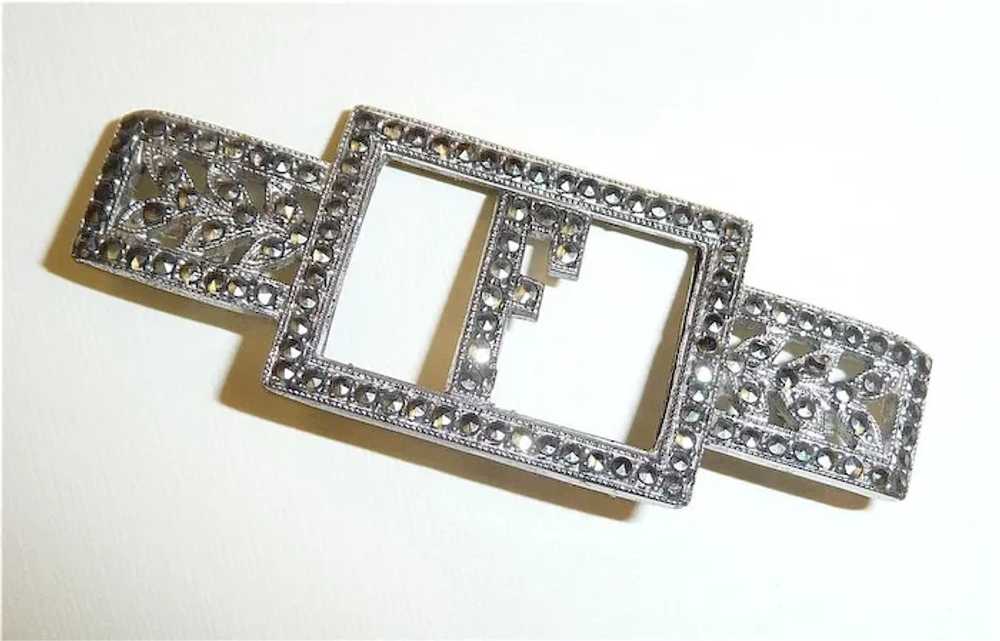 Glittering Art Deco Sterling Silver & Marcasite F… - image 3