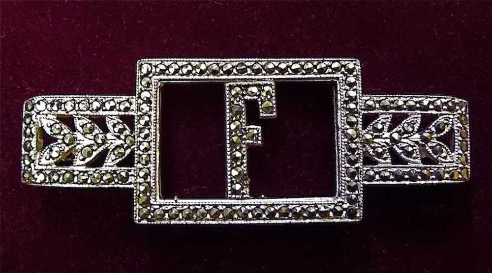 Glittering Art Deco Sterling Silver & Marcasite F… - image 4