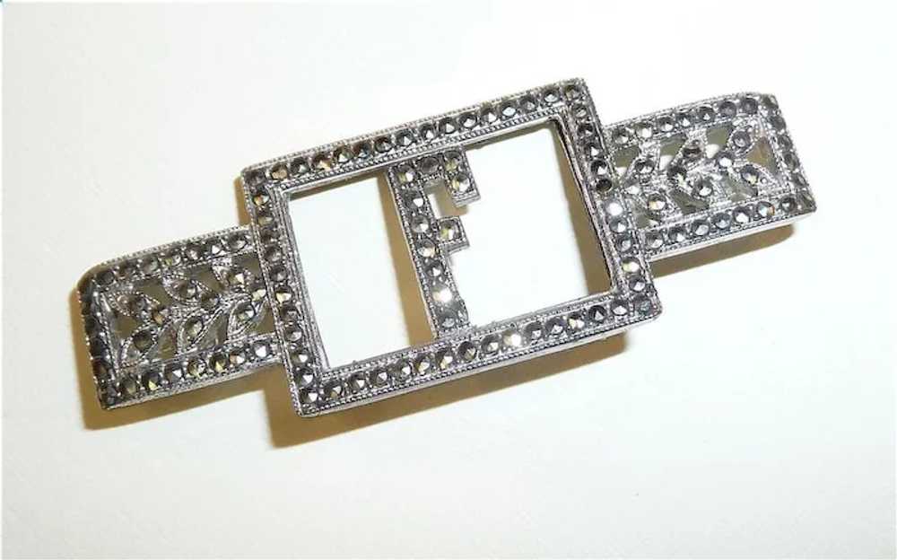 Glittering Art Deco Sterling Silver & Marcasite F… - image 8
