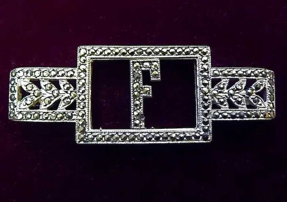 Glittering Art Deco Sterling Silver & Marcasite F… - image 9