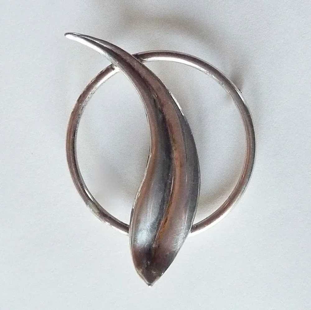 Modernist Dissected Circle Signed Sterling Pin - image 4