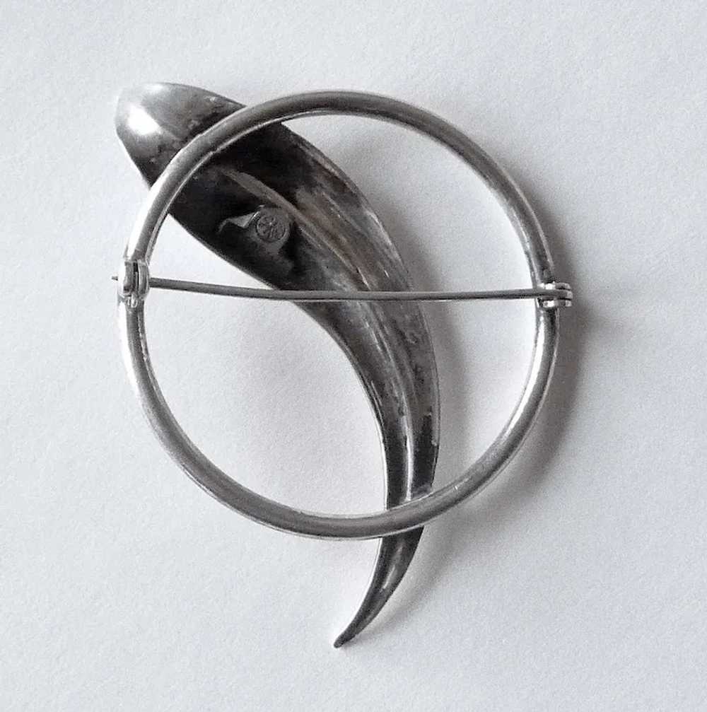 Modernist Dissected Circle Signed Sterling Pin - image 6