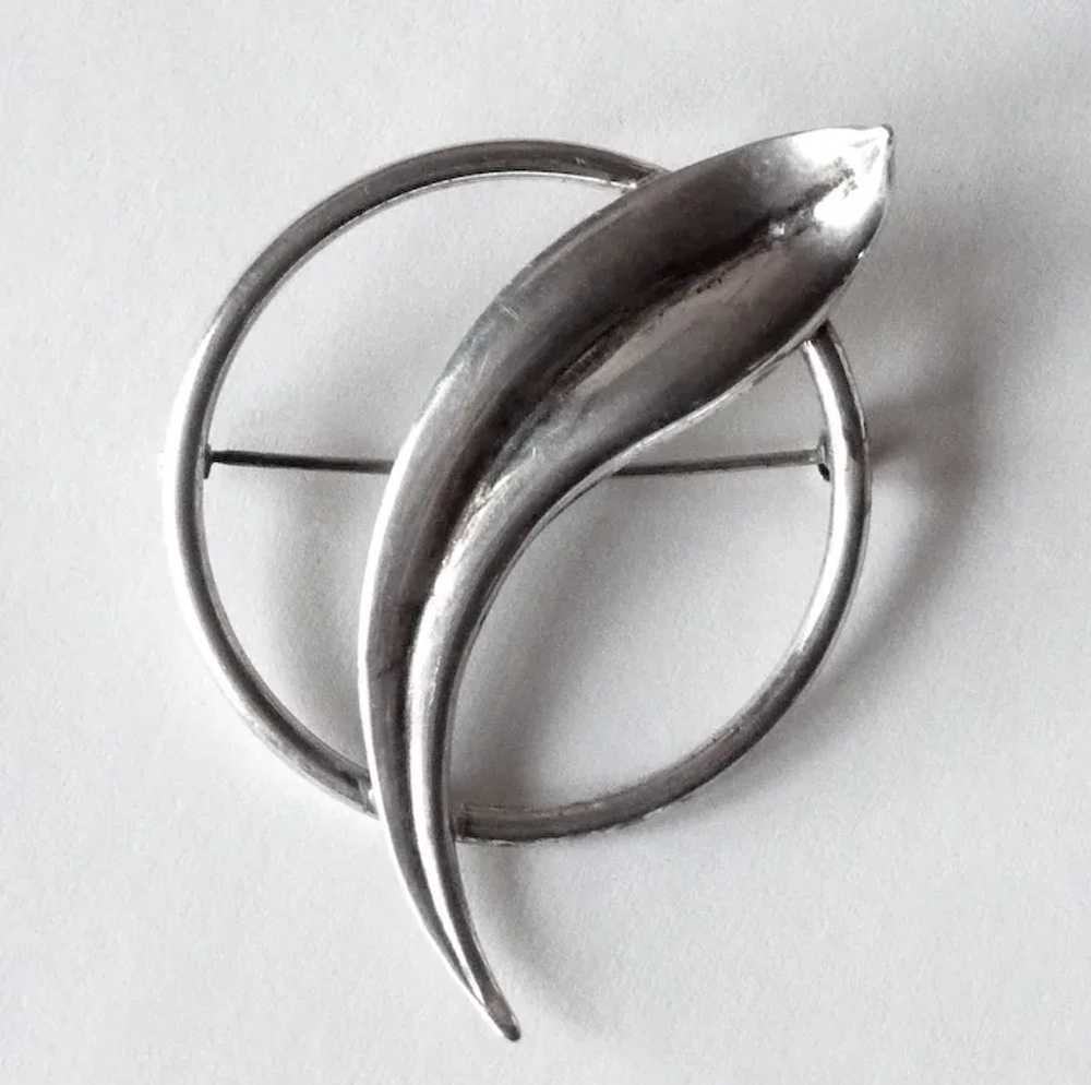 Modernist Dissected Circle Signed Sterling Pin - image 8