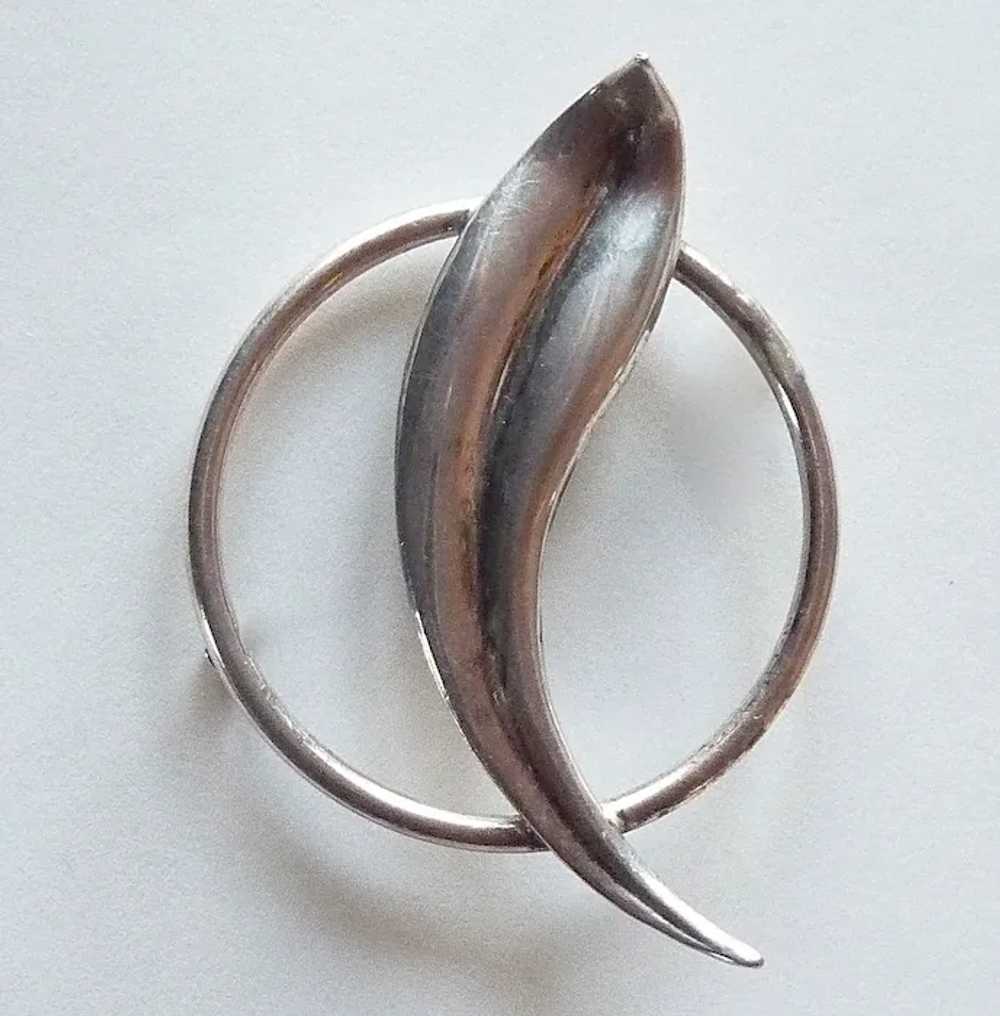Modernist Dissected Circle Signed Sterling Pin - image 9