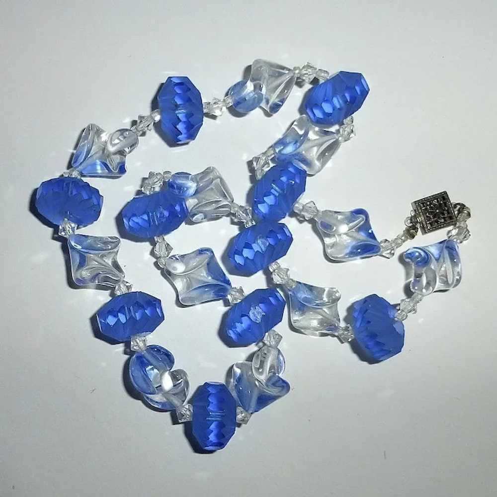 Midnight Blue Crackle Glass Screw Back Earrings - Ruby Lane