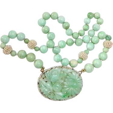 Antique - Vintage Jade bead necklace with Mexican silver clasp | eBay