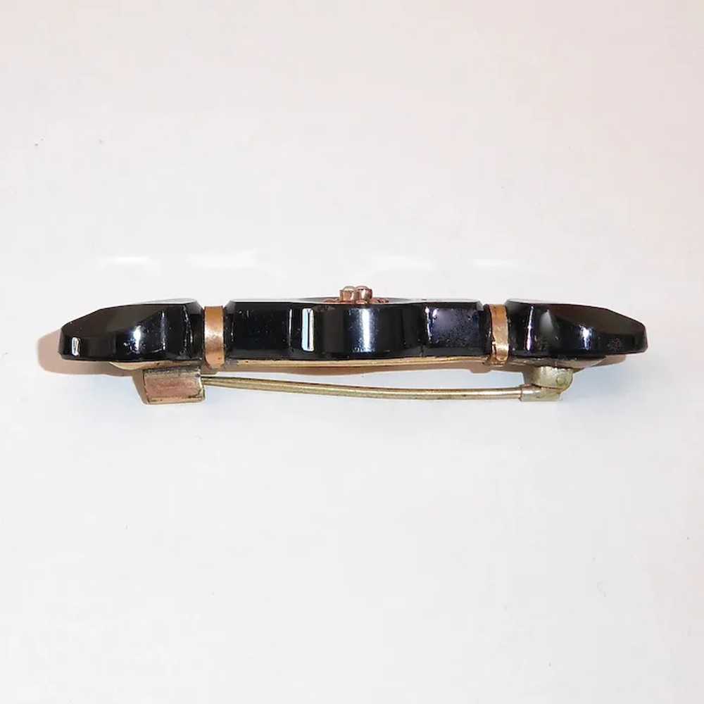 Antique Victorian Seed Pearl Onyx Mourning Bar Pin - image 11