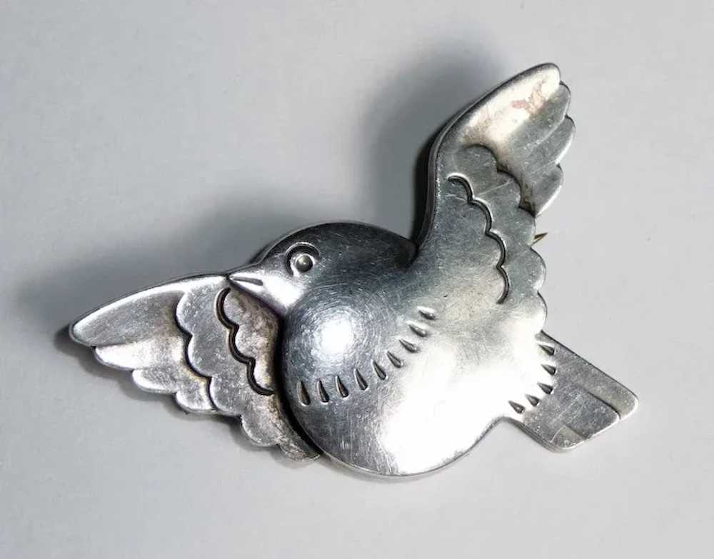 Georg Jensen Sterling Dove in Flight Bird Pin - image 2