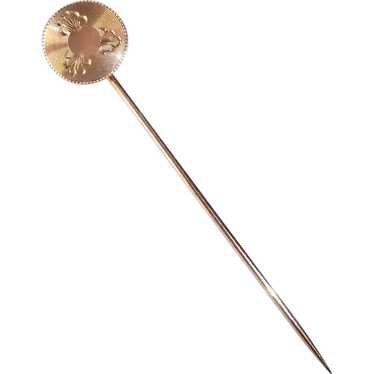 14k Engraved Disk Stickpin w Cartouche