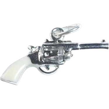 Vintage Sterling Revolver Gun Charm