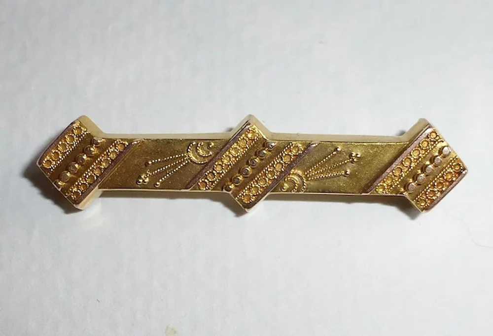 Antique 14k Etruscan Revival Bar Pin c1860 - image 2