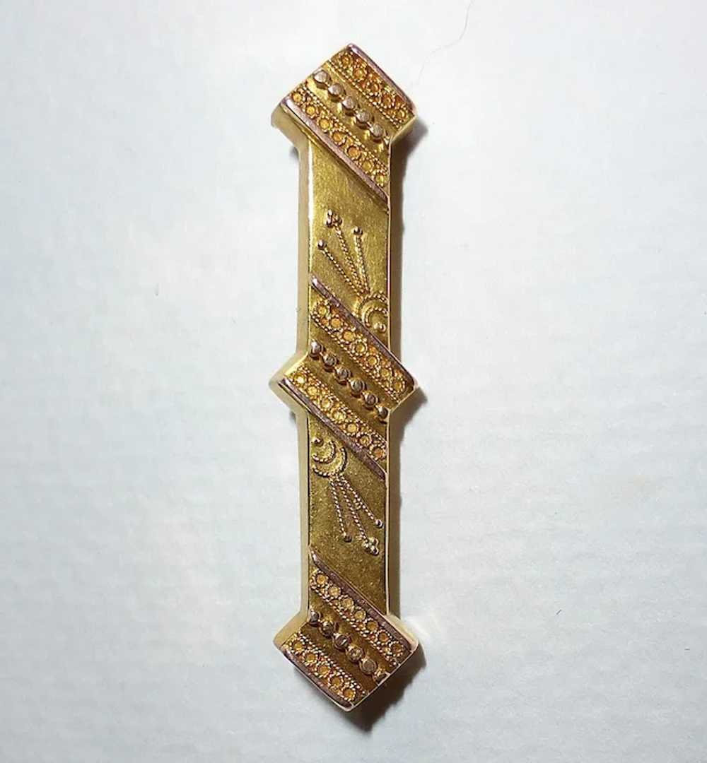 Antique 14k Etruscan Revival Bar Pin c1860 - image 3