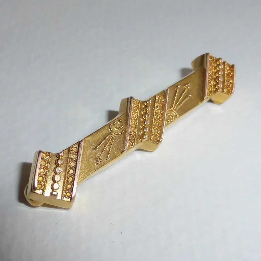 Antique 14k Etruscan Revival Bar Pin c1860 - image 4