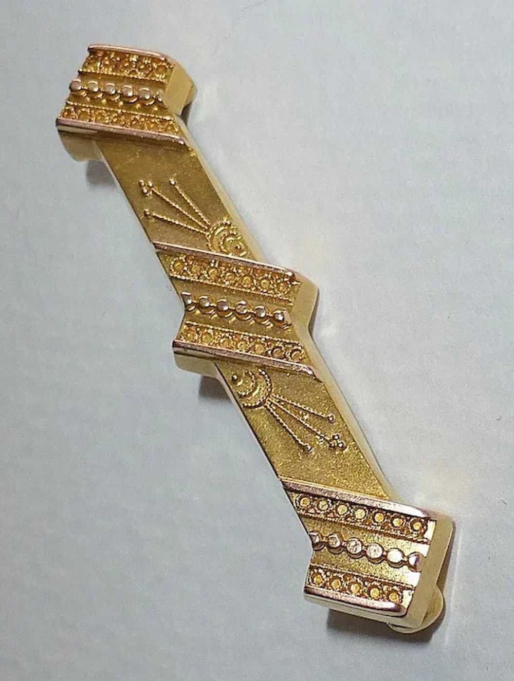 Antique 14k Etruscan Revival Bar Pin c1860 - image 5