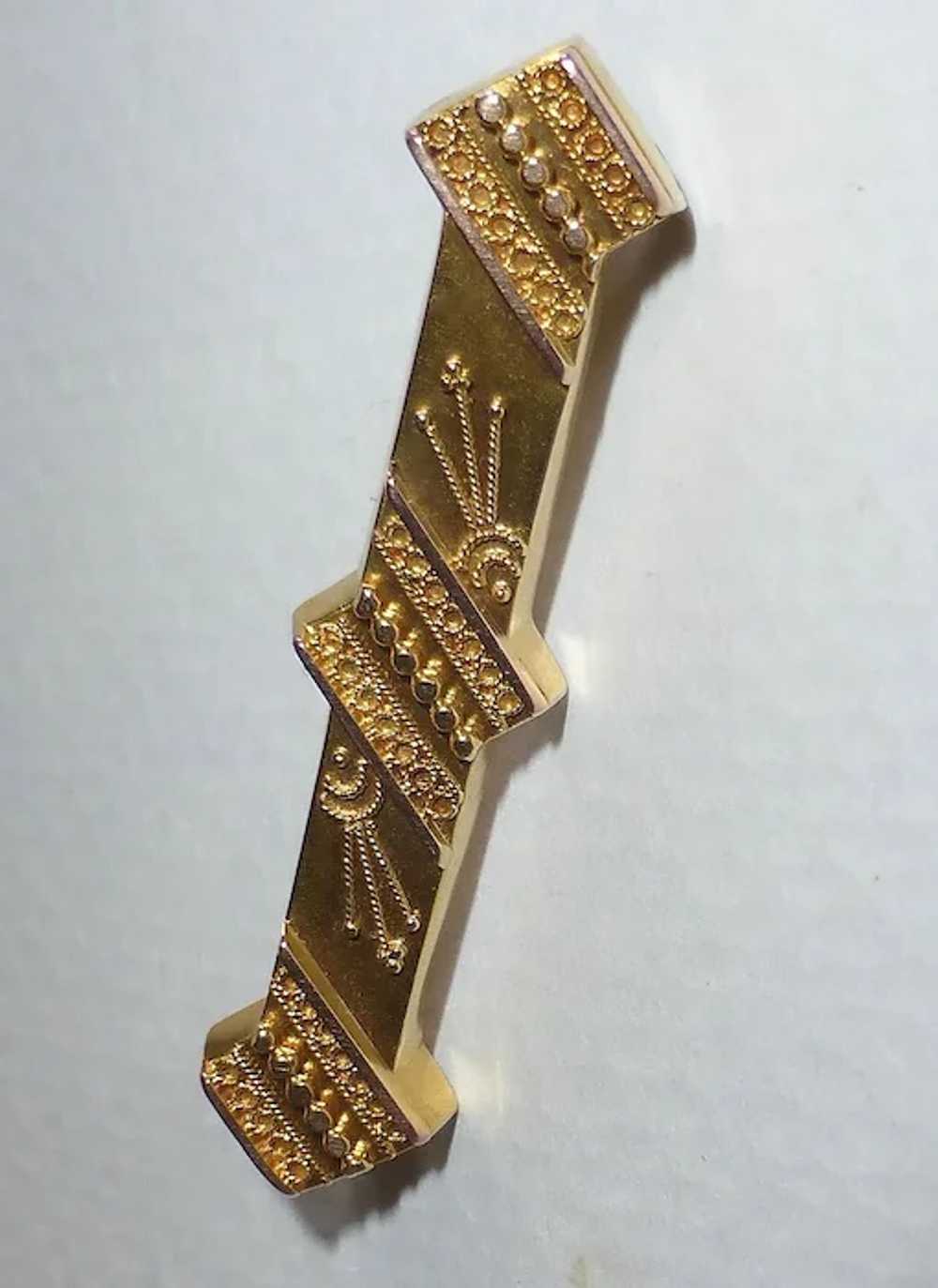 Antique 14k Etruscan Revival Bar Pin c1860 - image 8