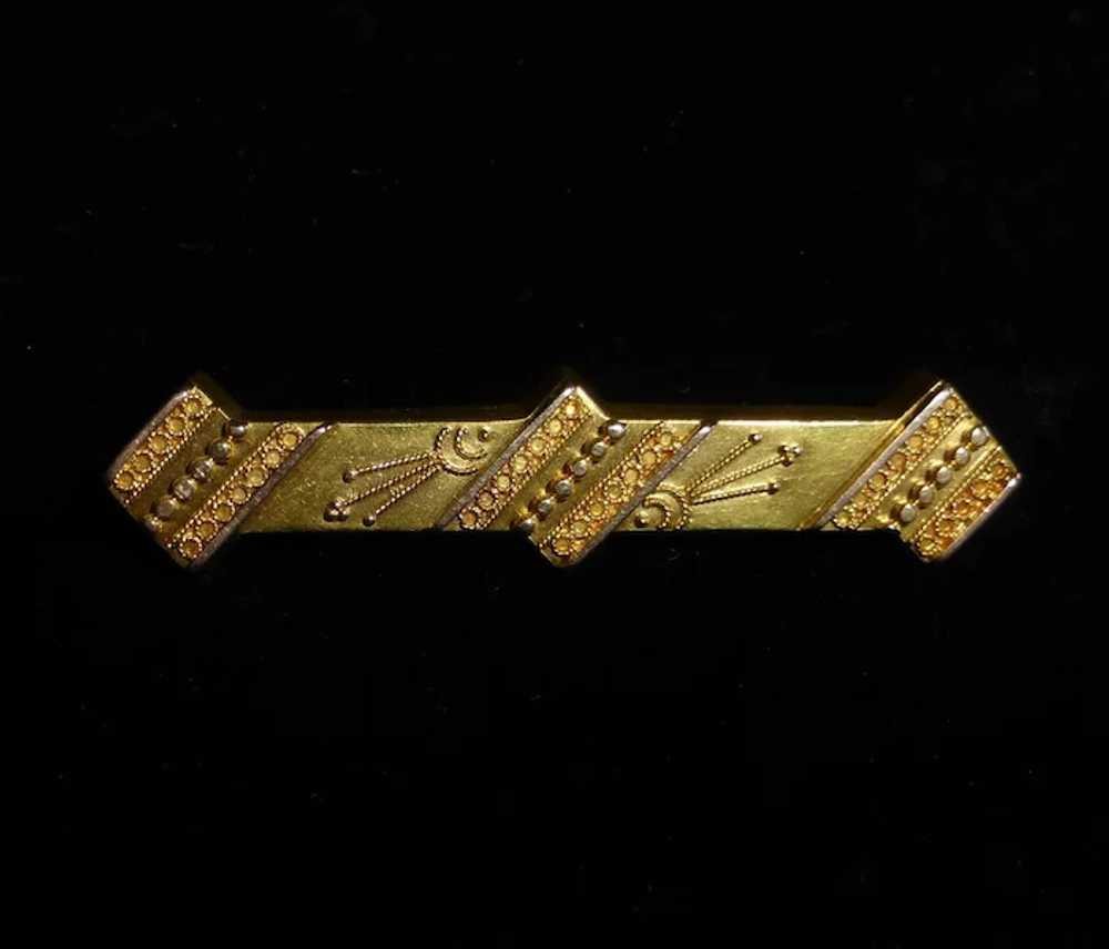 Antique 14k Etruscan Revival Bar Pin c1860 - image 9