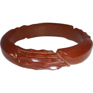 Art Deco Carved Bakelite Red-Brown Bracelet