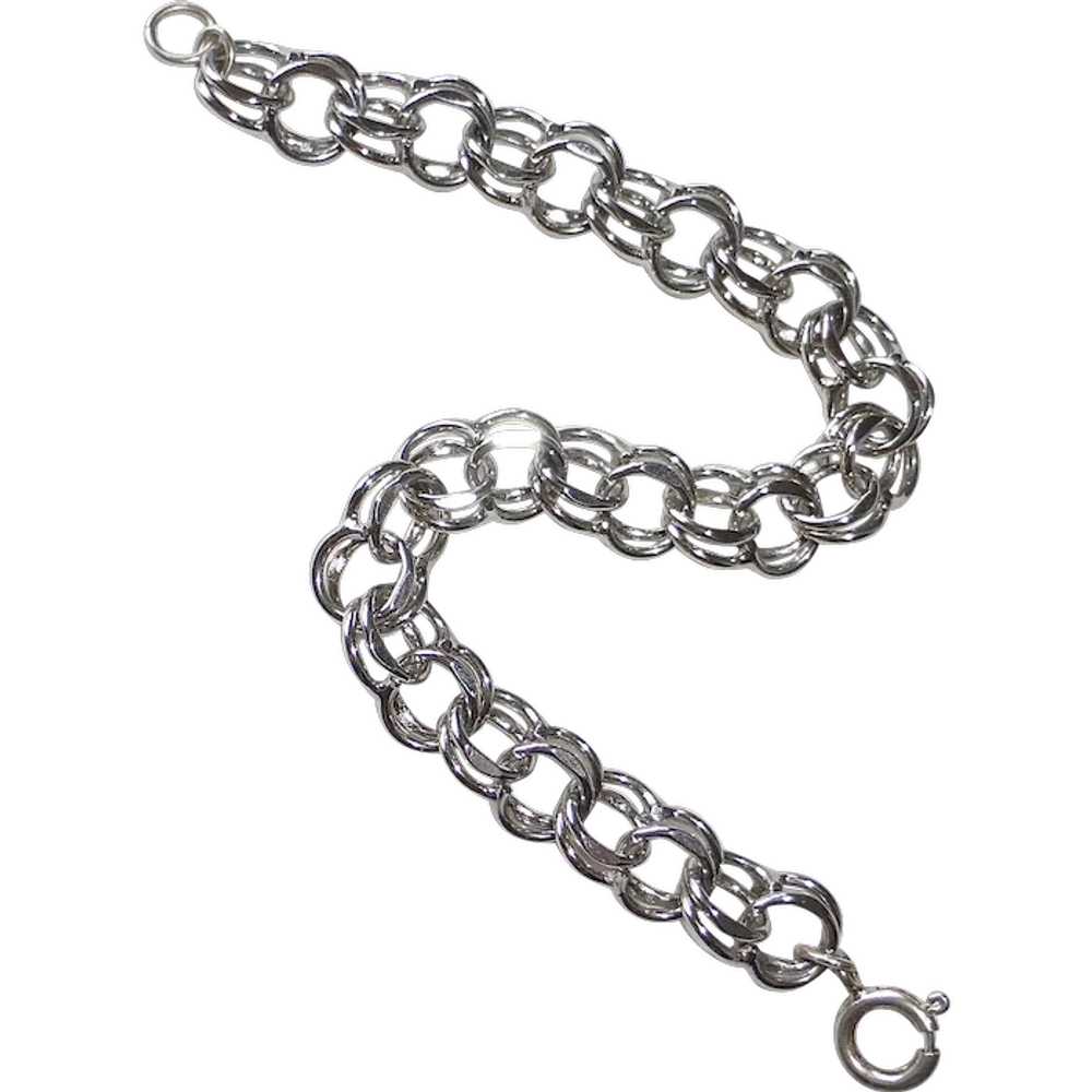 Sterling Silver Double Link Starter Charm Bracelet - image 1