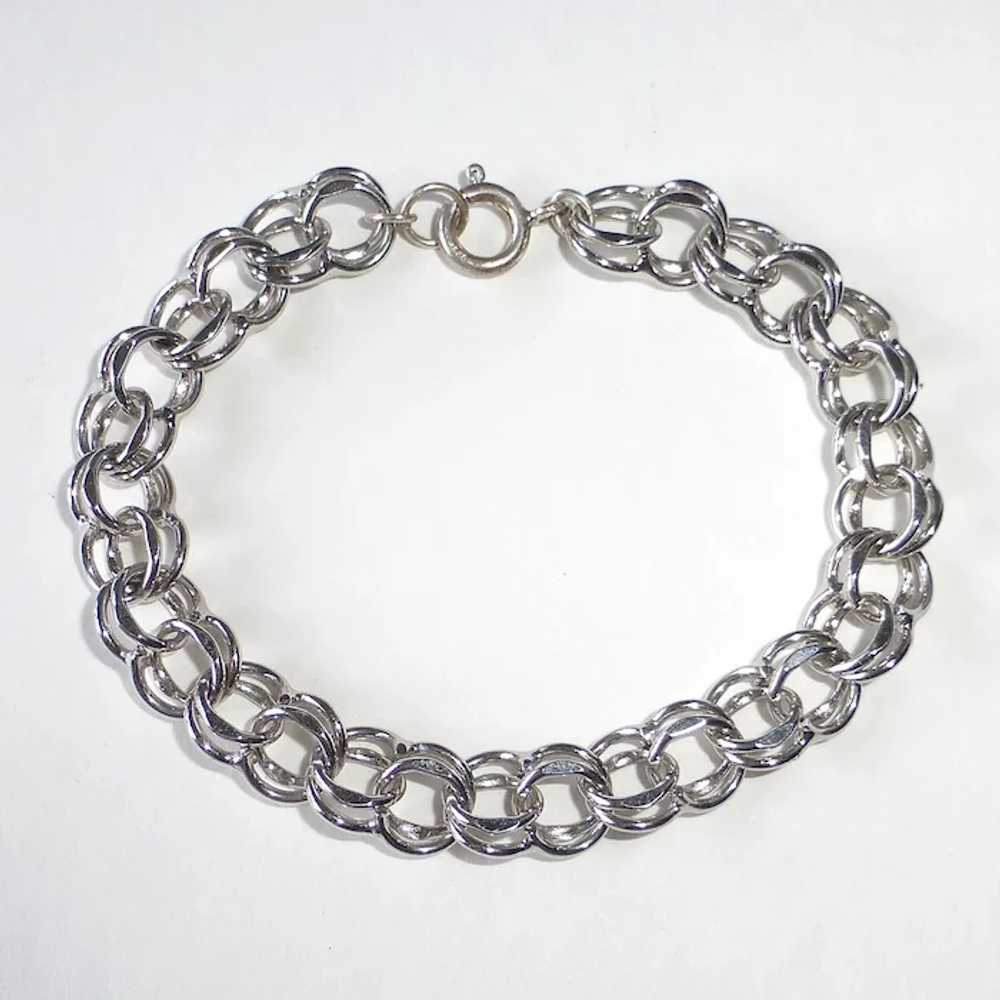 Sterling Silver Double Link Starter Charm Bracelet - image 2