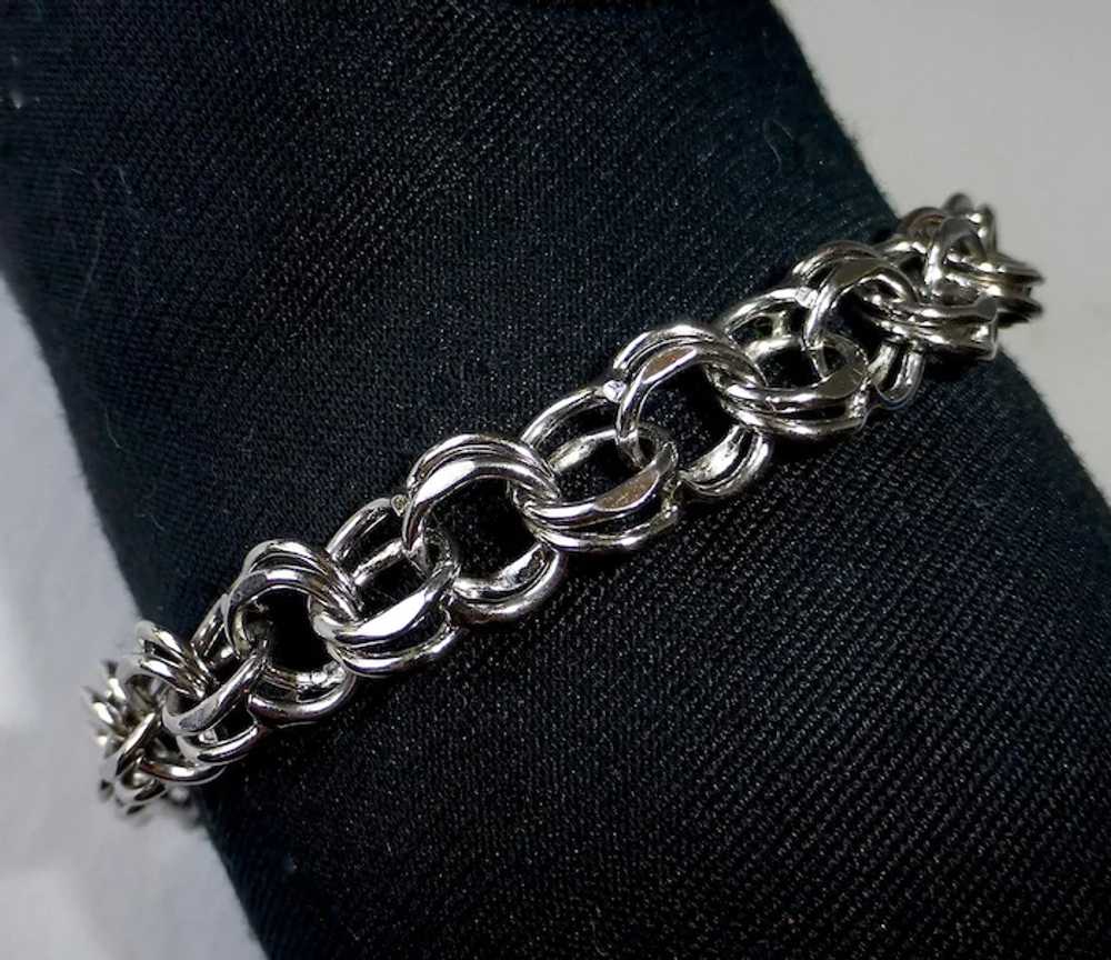 Sterling Silver Double Link Starter Charm Bracelet - image 4