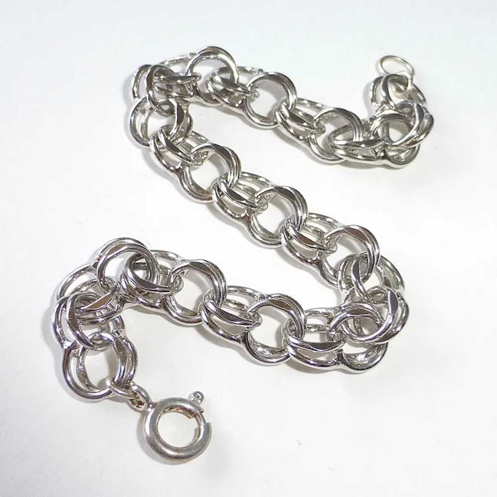 Sterling Silver Double Link Starter Charm Bracelet - image 9